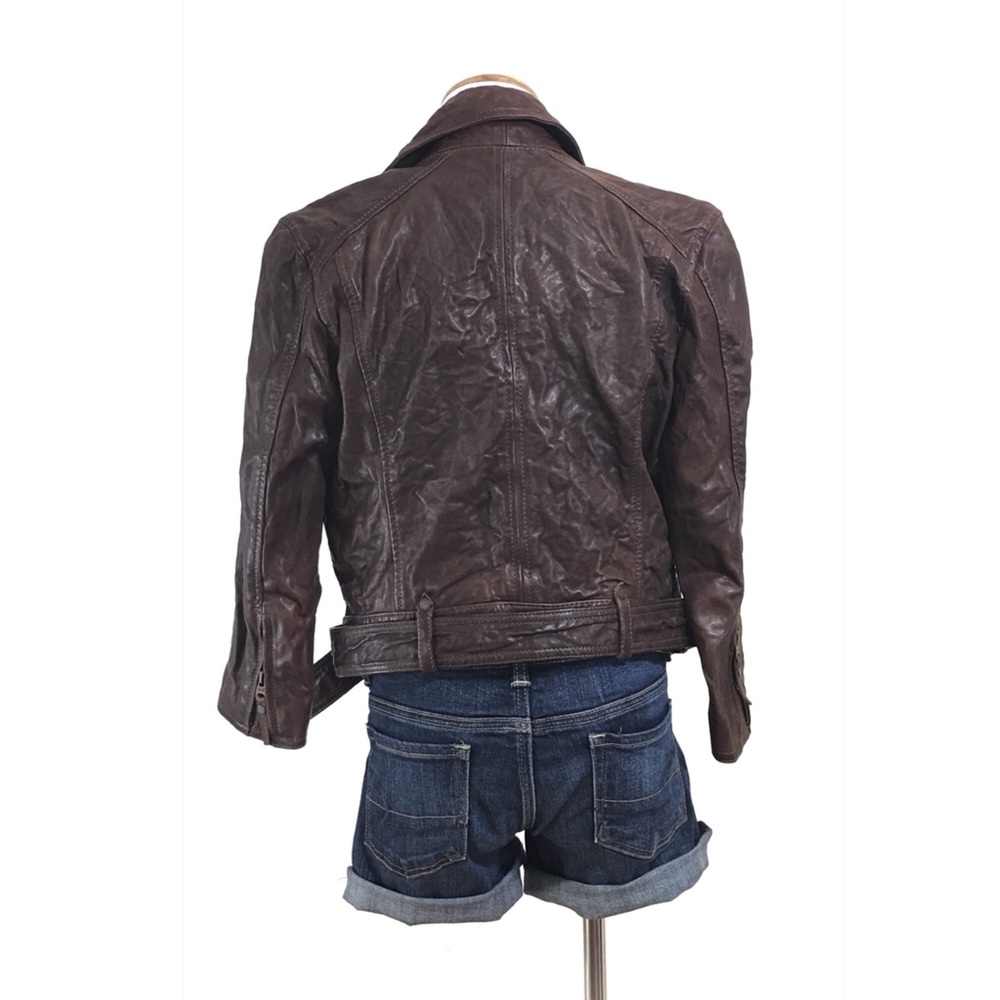 ABERCROMBIE & FITCH brown wrinkled leather jacket - Picture 3 of 8